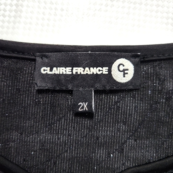 plus Size Claire France sparkle Sequined Sheer Top - Picture 3 of 8